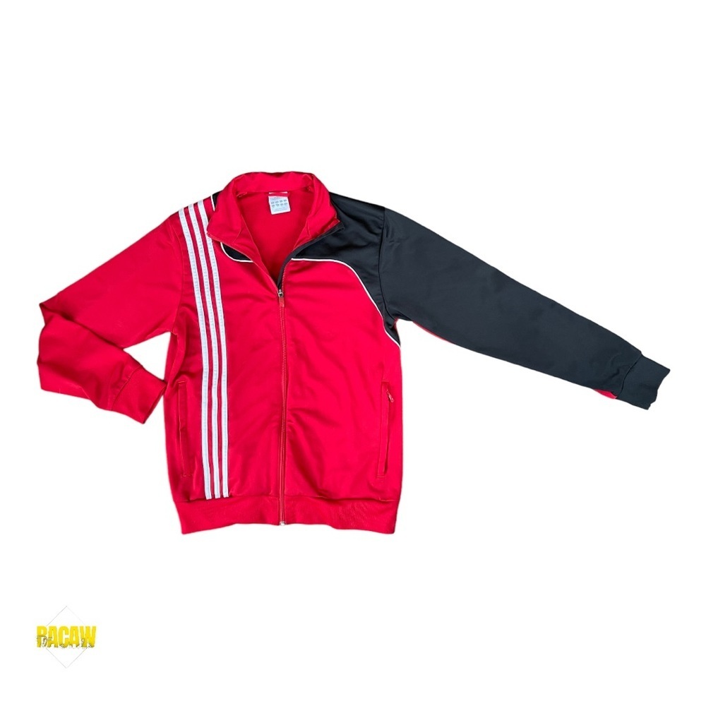 Adidas Red & Black Mens 3-Strip Full Zip Jacket